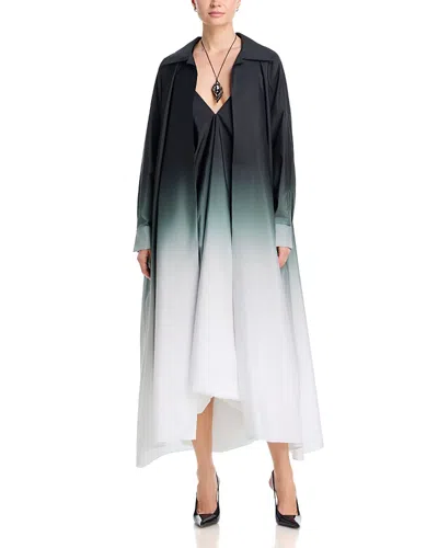 Norma Kamali Super Oversized Neck Shirt Dress In Multi