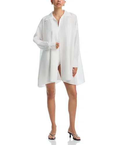 Norma Kamali Super Oversized Shirt Dress Swim Cover-up In White