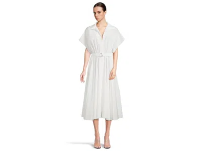 Norma Kamali Super Oversized Sleeveless Boyfriend Neck Shirt Flared Dress To Mid-thigh In White