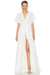 Norma Kamali Super Oversized Sleeveless Boyfriend Shirt Flared Gown In White