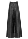 Norma Kamali High Waist Wide Leg Synthetic Leather Trousers In Black