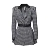 Norma Kamali Tailored Slim-fit Blazer With Houndstooth Pattern