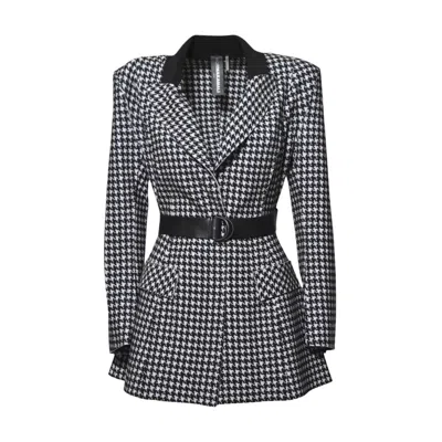 Norma Kamali Tailored Slim-fit Blazer With Houndstooth Pattern
