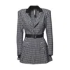 Norma Kamali Tailored Slim-fit Blazer With Houndstooth Pattern