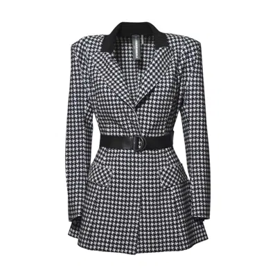 Norma Kamali Tailored Slim-fit Blazer With Houndstooth Pattern
