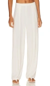 Norma Kamali Pleated Jersey Suit Trousers In Cream