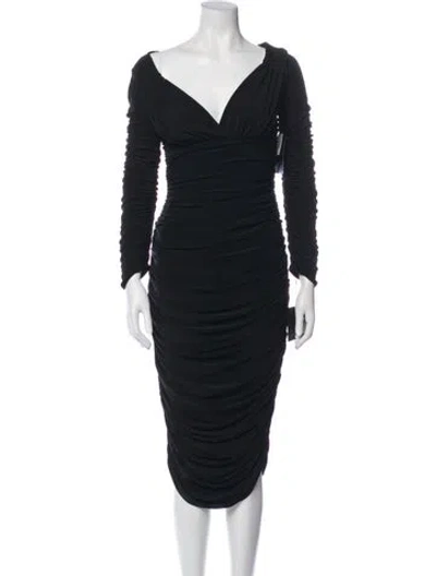 Pre-owned Norma Kamali Tara Midi Length Dress In Black