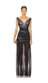 Norma Kamali Tara Pickleball Gown In Black & Snow White