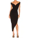 Norma Kamali Tara Side Drape Gown In Black