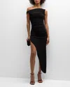 Norma Kamali Tara Side-drape Midi Gown In Black