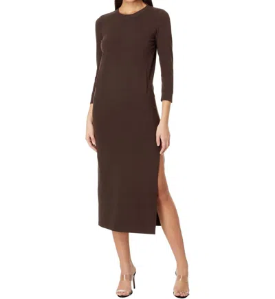 Norma Kamali Three Quarter Sleeve Full Length Dress In Chocolate In Black