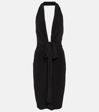 Norma Kamali Tie-detail Halterneck Minidress In Black