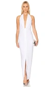 Norma Kamali Tie Front Halter Gown In 雪白