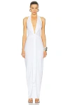 Norma Kamali Tie Front Halter Gown In Snow White
