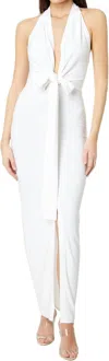 Norma Kamali Tie Front Halter Neck Dress In White In White