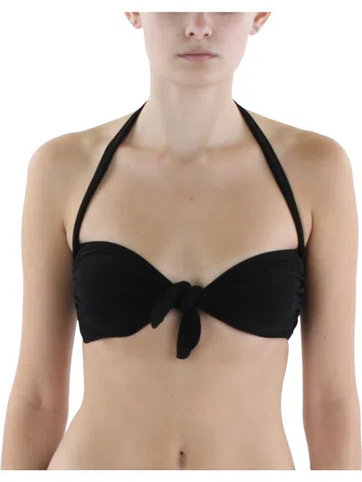 Norma Kamali Tie-front Top Womens Solid Polyester Bikini Swim Top In Black