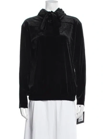 Pre-owned Norma Kamali Tie Neck Long Sleeve Top W/ Tags In Black