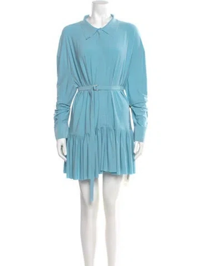 Pre-owned Norma Kamali Tie Neck Mini Dress In Blue