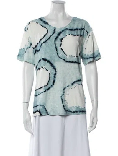 Pre-owned Norma Kamali Tie-dye Print Crew Neck T-shirt In Blue/white
