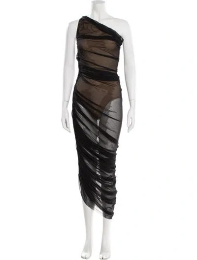 Pre-owned Norma Kamali Tie-dye Print Long Dress In Black