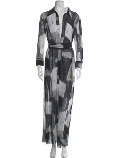 Pre-owned Norma Kamali Tie-dye Print Long Dress In Gray