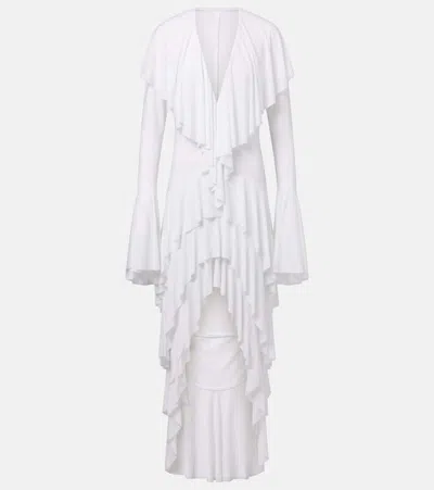 NORMA KAMALI TIERED RUFFLED ASYMMETRIC MAXI DRESS