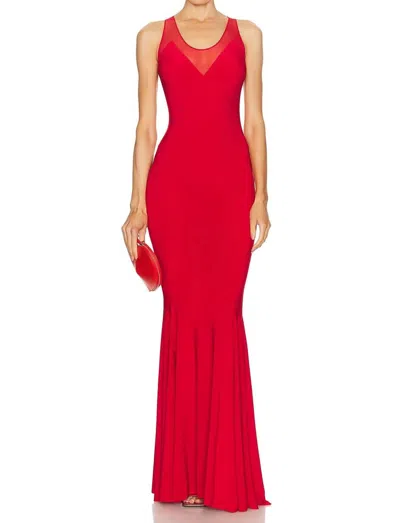 Norma Kamali Tiger Racer Gown In Red