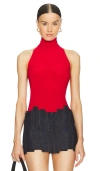 Norma Kamali X Revolve Halter Turtleneck Top In Tiger Red