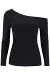 Norma Kamali Black Off-shoulder Top In Tech Fabric Stretch Woman In Black