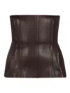 Norma Kamali Vegan Leather Corset In Dark Brown