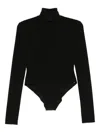 Norma Kamali Fitted Long-sleeve Top With High Neckline In Black