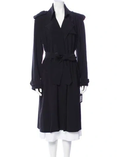 Pre-owned Norma Kamali Trench Coat In Blue