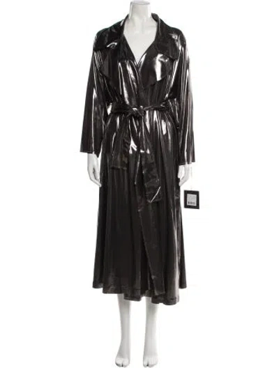 Pre-owned Norma Kamali Trench Coat W/ Tags In Metallic/silver