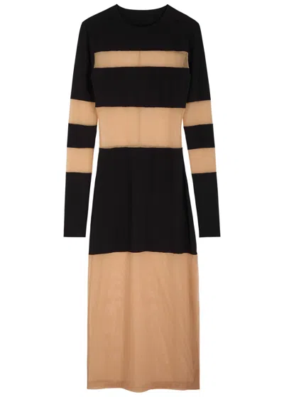 Norma Kamali Tulle And Stretch-jersey Midi Dress In Black