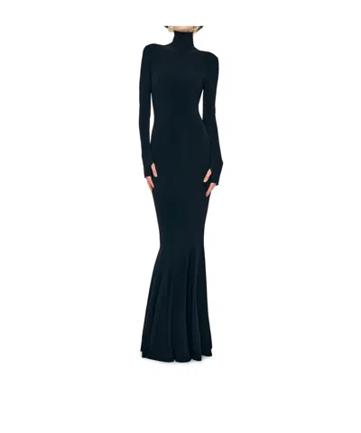 Norma Kamali Turtle Fishtail Gown In Blue