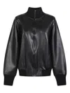 Norma Kamali Oversized Long Sleeve Synthetic Leather Jacket In Black