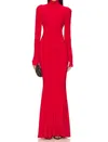 Norma Kamali X Revolve Turtle Fishtail Gown In Red