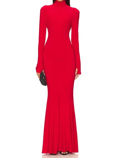 Norma Kamali X Revolve Turtle Fishtail Gown In Tiger Red
