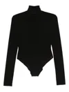 Norma Kamali Fitted Long-sleeve Top With High Neckline In Black