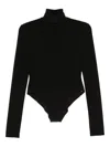 Norma Kamali Fitted Long-sleeve Top With High Neckline In Black