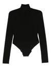 Norma Kamali Fitted Long-sleeve Top With High Neckline In Black