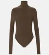 Norma Kamali Turtleneck Bodysuit In Brown