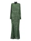 Norma Kamali Turtleneck Fishtail Maxi Dress In Green