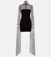 Norma Kamali Ribbon Sleeve Turtleneck Mesh Mini Dress In Black