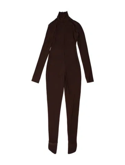 Pre-owned Norma Kamali Turtleneck Jumpsuit In Brown