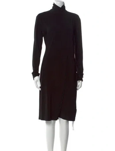 Pre-owned Norma Kamali Turtleneck Knee-length Dress In Black