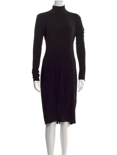 Pre-owned Norma Kamali Turtleneck Knee-length Dress In Black