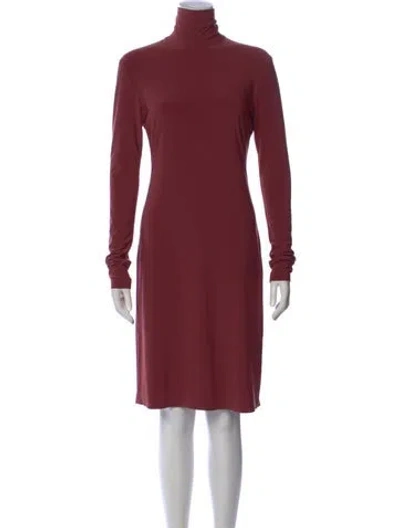 Pre-owned Norma Kamali Turtleneck Knee-length Dress In Burgundy