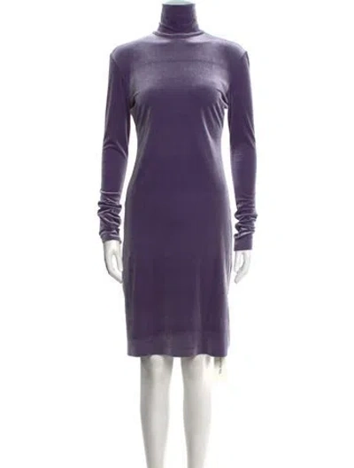 Pre-owned Norma Kamali Turtleneck Knee-length Dress In Purple