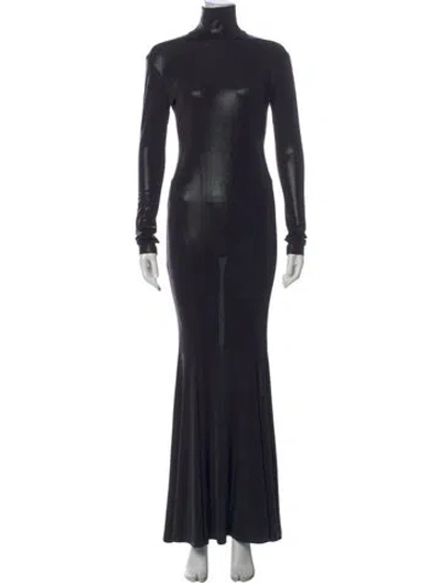Pre-owned Norma Kamali Turtleneck Long Dress In Black